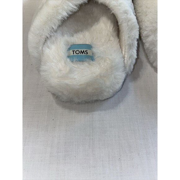 Toms Comfy Slippers Women's Size 11 M White Fleece Slip On Comfort Cross Strap - Picture 11 of 12
